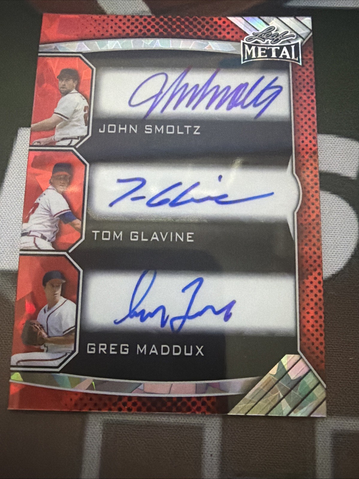 2026 Leaf Metal Triple Auto John Smoltz / Tom Glavine / Greg Maddux #'d 3/3