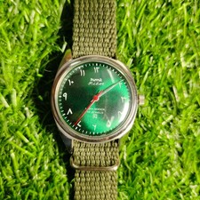 Vintage HMT Pilot 38mm Green Dial Hand-Winding Mechanical Watch Refurbished