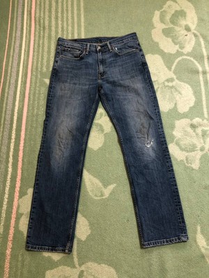 Levis 514 Jeans Herren 34X32 Blau Distressed Outdoor Straight Leg Crashed Sun...