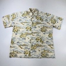 Pierre Cardin Hawaiian Vintage 90s Fish Flowers AOP Button Up Shirt Size Large