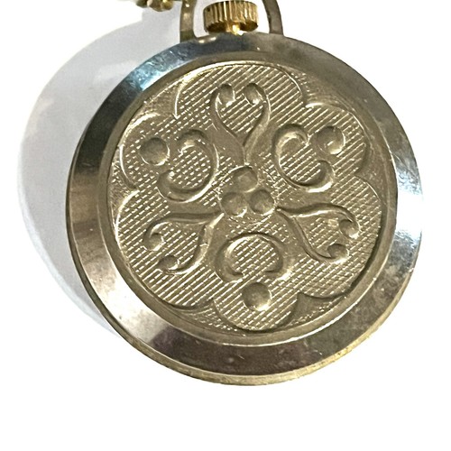 Orologio Waldman Vintage Swiss Made Ciondolo Con Catena Donna Non Magnetico Tono Oro Funzionante - Foto 2 di 6