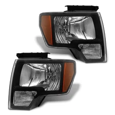 ADCARLIGHTS Ford F-150 Headlight Assembly 2009-2014 Pair Clear Lens Black Housin