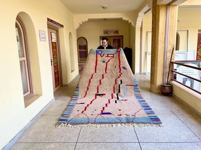 Hand Knotted Moroccan Berber Wool Rug Color Multicolor Handmade Aera Carpet Rug