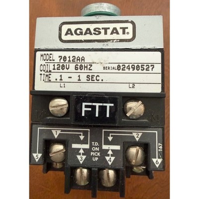 Agastat 7012AA Time Delay Relay DPDT 120VAC 0.1-1 Sec Industrial Timer