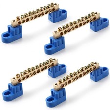 4 Pcs Grounding Bus Bar 10 Positions, Brass Terminal Block