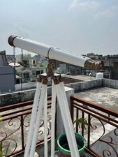 Handcrafted Brass Binoculars on Wooden Tripod  18" Vintage Nautical Telescope