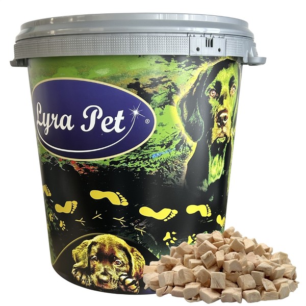 1 Kg (5X200 G) HüHnerbrustwüRfel Gefriergetrocknet Hund Katze Lyra Pet® + Tonne-image