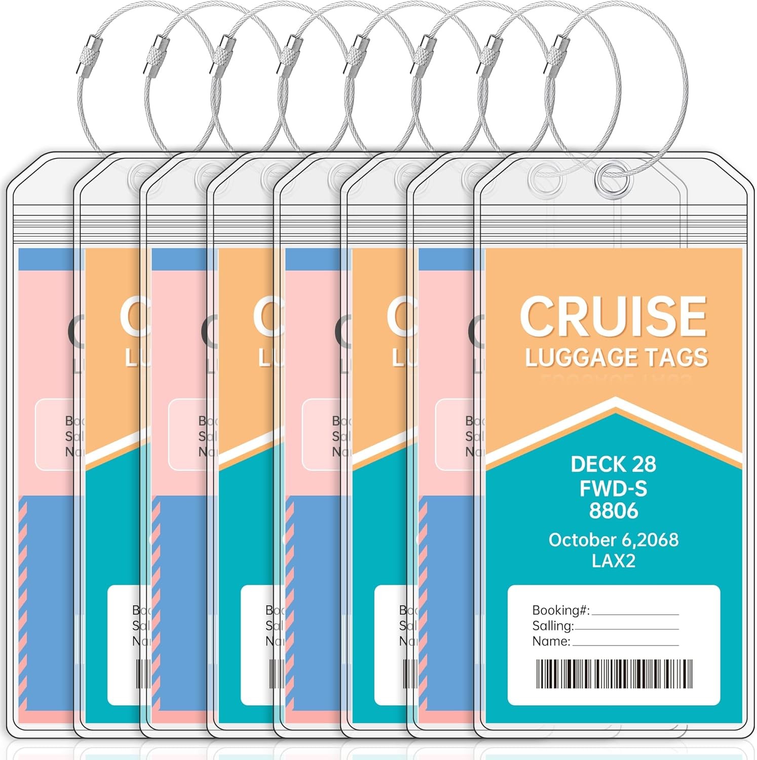 Teskyer 8 Pcs Cruise Luggage Tag Holder Compatible with P&O, Princess, Carnival