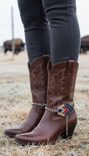 Women Silver Metal 2 Boot Chain BraceletS Shoe Ethnic Charm Black Beige Red Blue