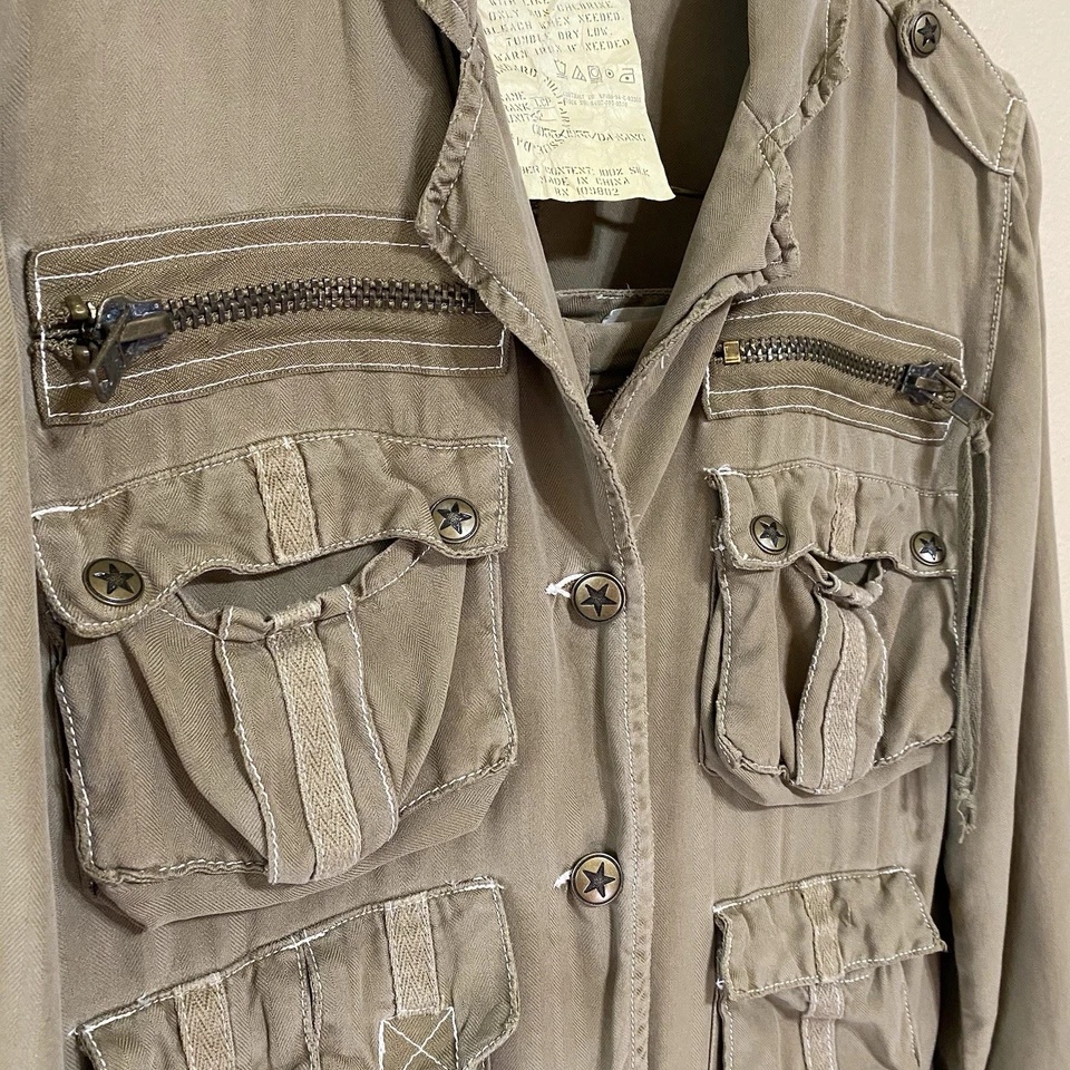 Chaqueta y pantalones cargo Da-Nang 100 % seda 2 piezas estilo militar Y2K para mujer talla S” Foto 3 de 4