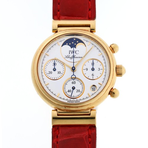 IWC Little Da Vinci IW3736 Quartz White Dial Yellow Gold Leather Women's Watch