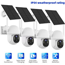 4PC Solar Security Camera Outdoor WiFi 3MP AI PTZ Color Night Vision 2-Way Audio