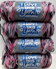 Lot of 4 I LOVE THIS YARN! Super Soft Print SURPRISE STRIPE #4 Med 5 oz 252 yd