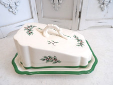 Vintage SPODE England~Christmas Tree Cheese Wedge Covered Dish~Mint!