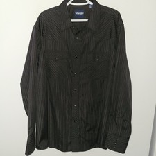 NWT Wrangler Sport Western Dobby Stripe Snap Button Long Sleeve Shirt Size XL