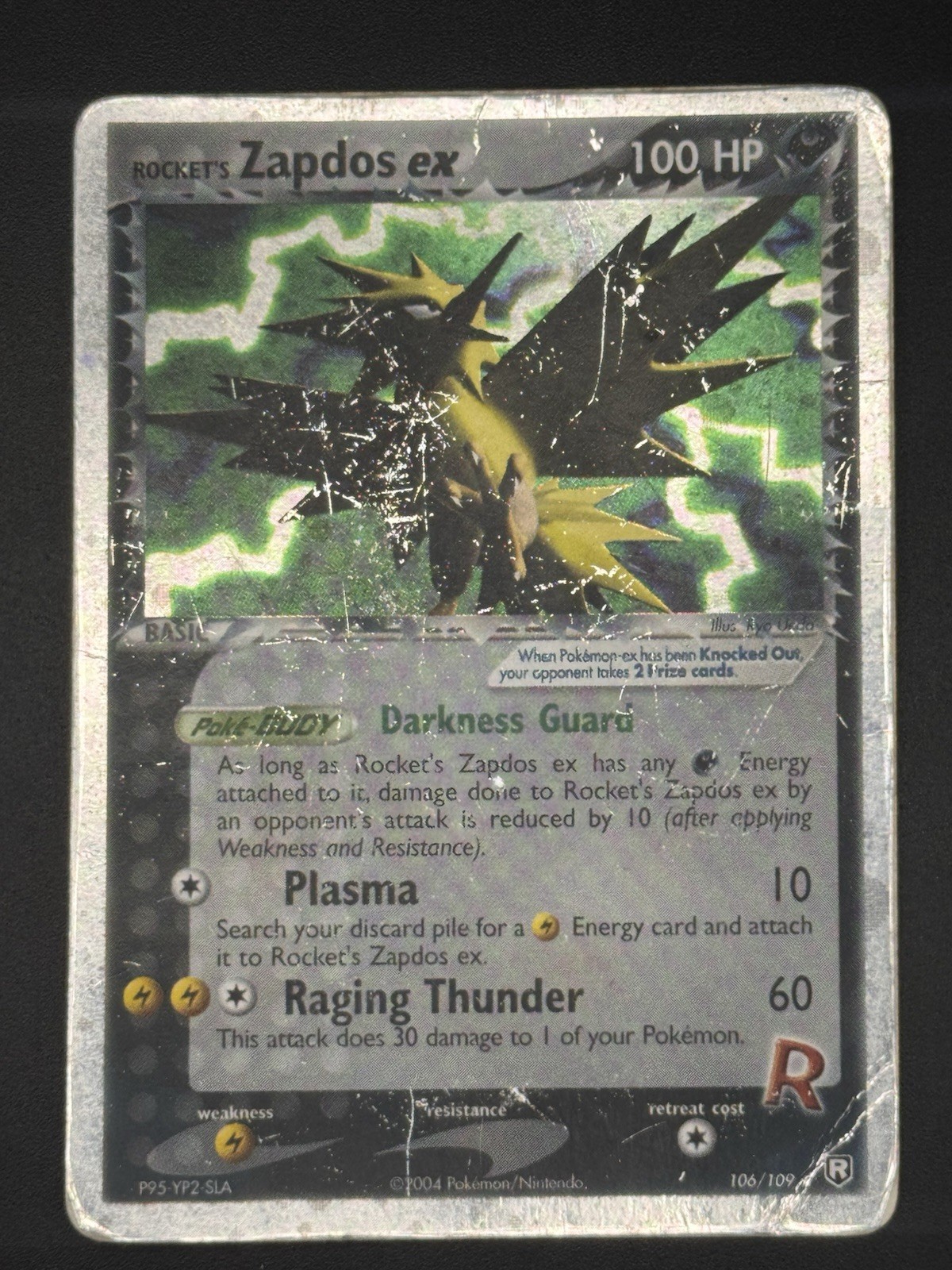 Rocket's Zapdos ex 106/109 Team Rocket Returns Holo Rare Pokemon Card - Damaged