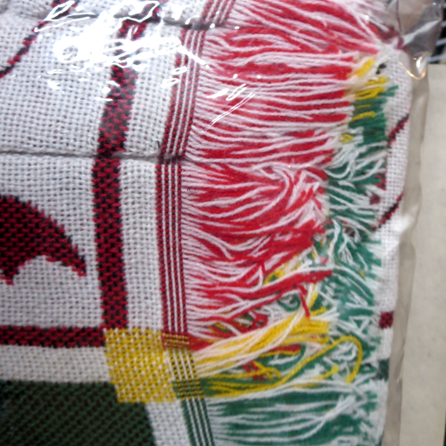 New Vintage Double Layer Woven Afghan Christmas Fringe Throw Quilt 46x57 Zip Bag - Picture 6 of 13