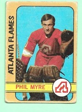 (1) PHIL MYRE  1972-73 O-PEE-CHEE # 43 FLAMES GOALIE ROOKIE VG CARD (M4143). rookie card picture