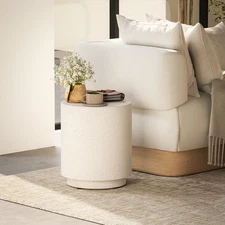 Lightweight Accent Table with Concrete Finish Round Side Table