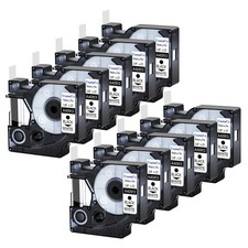 10x Black on White label tape 3/8" For Dymo D1 40913 LabelManager 160 350 9mm 7m