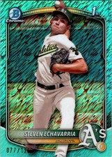 Steven Echavarria 2025 Bowman 1st Chrome BCP-73 Aqua Shimmer Refractor /125 Card