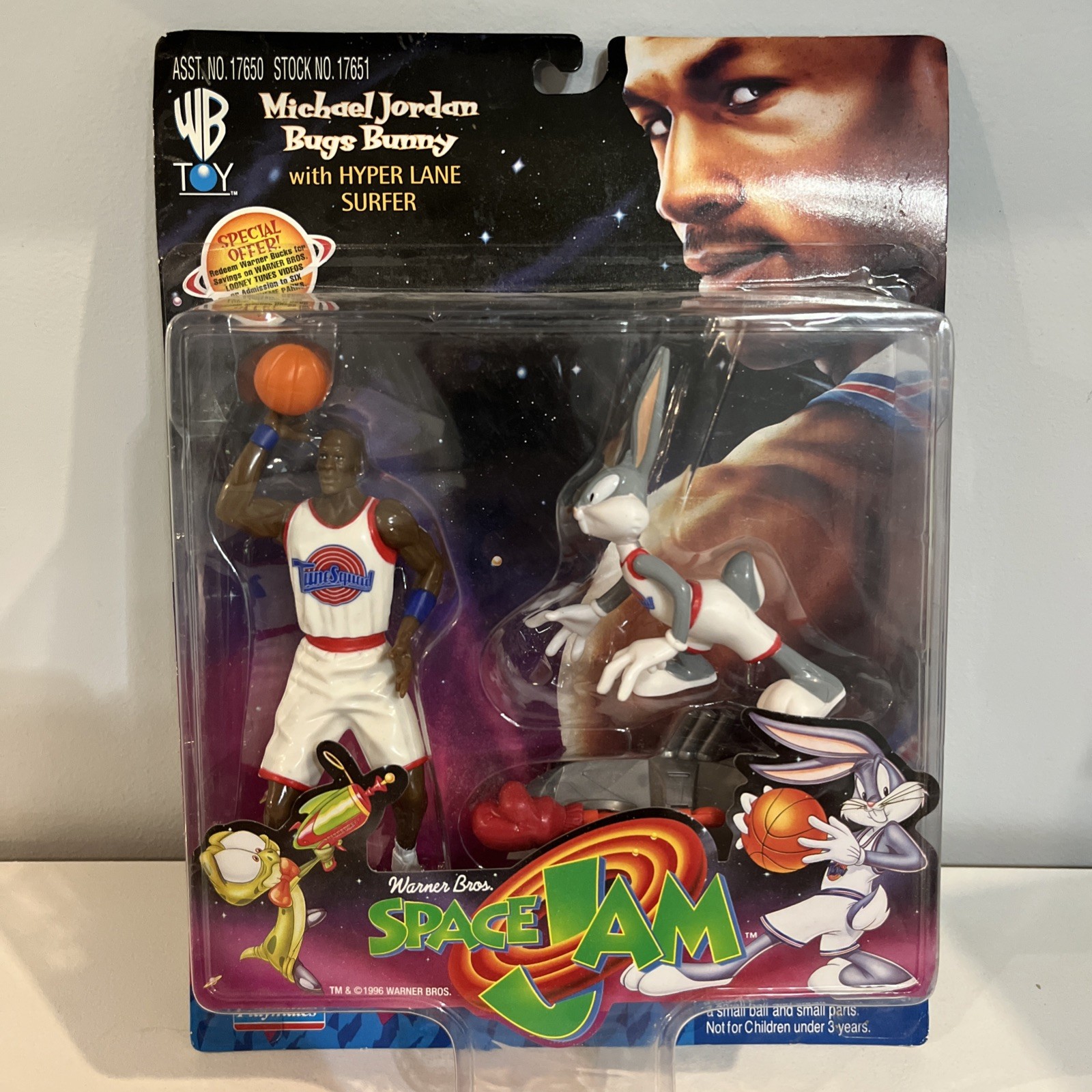 1996 Playmates Space Jam Michael Jordan & Bugs Bunny Hyper Lane Surfer - NIP