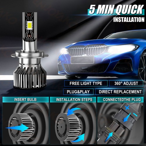 For Hyundai Sonata 2014 LED HID Headlight Kit High Low Beam Light Bulbs 6500K - Foto 9 di 11