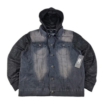 NWT Navy Yard Workwear Denim Hoodie Jacket Men's Large Hybrid Trucker