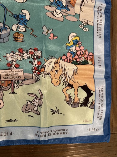 2023 Farmhouse Fresh x Die Schlümpfe Collab Peyo Vintage Polyester Schal 21"x 21" - Bild 12 von 14