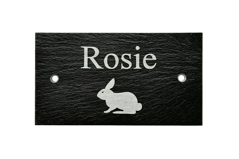 Personalised Engraved Large Slate Plaque Pet Name Cage Hutch Sign For a Rabbit - Image 4 of 4