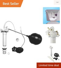 Complete Toilet Repair Kit, Fill Valve, Flapper, Rod, Float Replacement , White