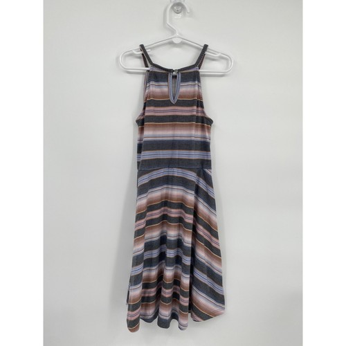 art class sleeveless tank long dress fit & flare stripe gray S 6/6x - Picture 7 of 7