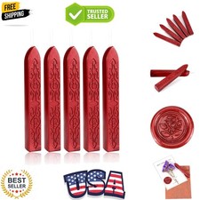 5 Pcs Metallic Red Sealing Wax Sticks with Wicks for Wax Seal Stamp, Wedding ...