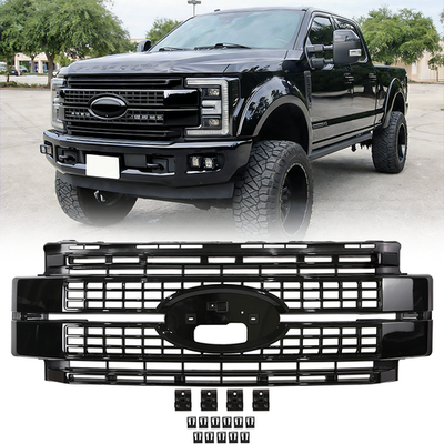#ad Front Upper Grille Gloss Black For Ford F250 F350 Super Duty 2017 2019 Platinum $166.00