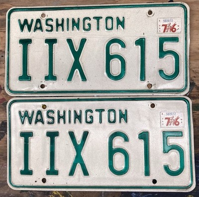 Nice Pair Of 76 Washington License Plates, IIX 615