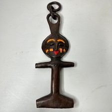 Vintage Ashanti Akua'ba Hand Carved Wood Fertility Doll Ghana African Folk Art