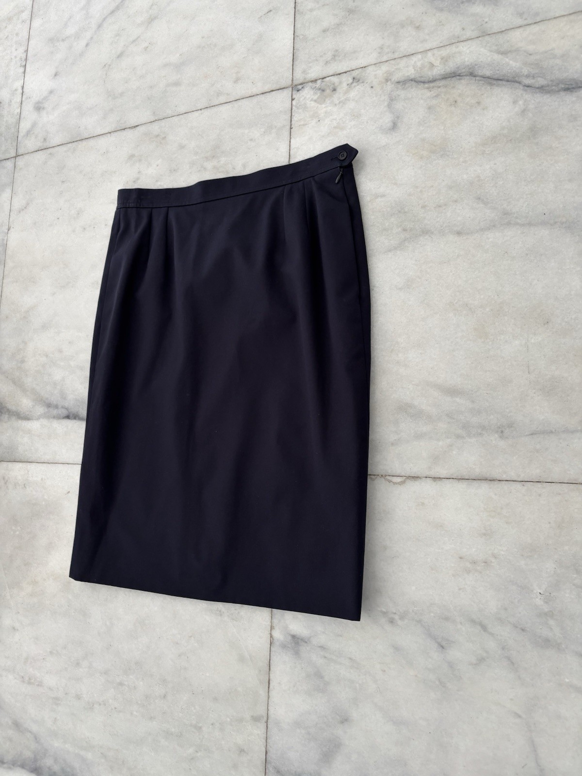Gonna vintage Yves Saint Laurent Rive Gauche a matita blu navy francese 44 US 12 carriera