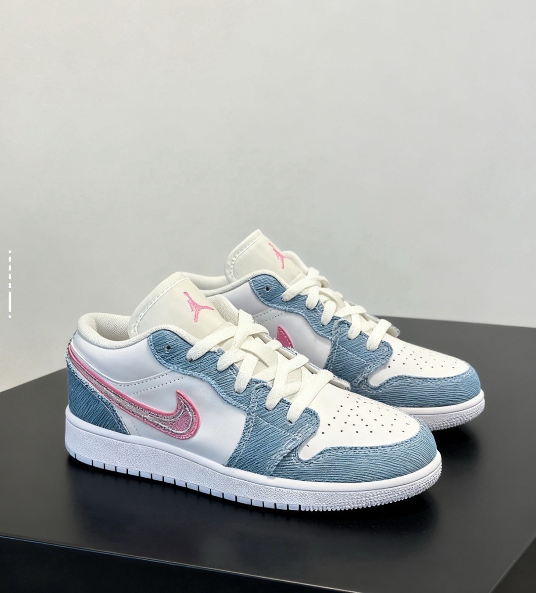 Nike Air Jordan 1 Low SE GS AJ1 Denim Sequin Kids Youth Women