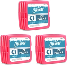 Cool Coolers by Fit + Fresh, Reusable & Long-Lasting Slim Ice Packs, Cold Packs 