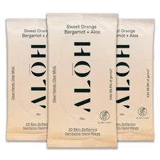 ALŌH Sweet Orange Bergamot + Aloe Sanitizing Hand Wipes - Clean Hands, Clear ...