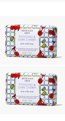 2x BEEKMAN 1802 NEW SCENT ''PISTACHIO & DARK CHERRY''  9 oz Bar Soap Sealed