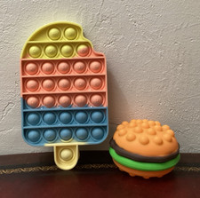Pop-It Sensory Fidget Toys Set Popsicle Hamburger Shapes Multicolor