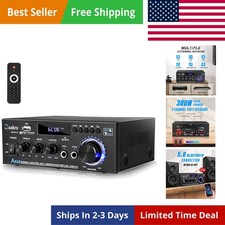 Stereo Audio Amplifier,300W Home 2 Channel Wireless Bluetooth 5.0 Power Ampli...