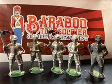 5 Vintage Barclay Manoil Medieval Armored Knights 70mm