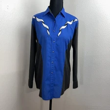 Ely Country Charmers Shirt Women's Small Western Pearl Snap Embroidered Rodeo