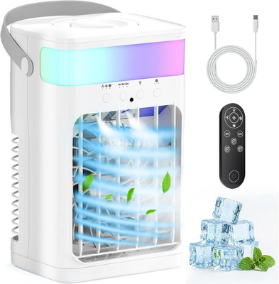 #ad Portable Air Cooler 1600mL Water Tank 3 Speeds Timer LED Personal Cooling Fan $69.99