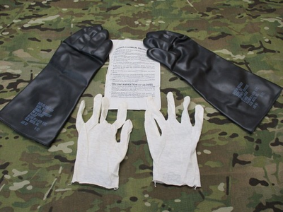 #ad NOS MILITARY SURPLUS RUBBER CHEMICAL GLOVES ARMY MOPP SUIT JSLIST GLOVE NBC $15.00