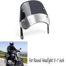 Universal 5"-7'' Motorcycle Round Headlight Fairing Wind Windshield Windscreen