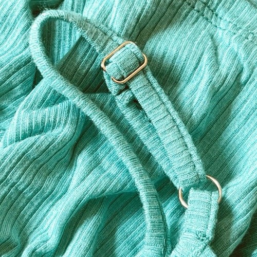Good Luck Girl Girl's Tank Top Size M Ribbed Peplum Asymmetrical Green Mint, A47 - Picture 7 of 7