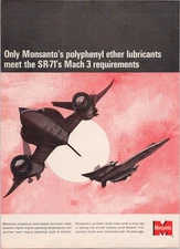 Monsanto 1967 Vintage Print Ad Polyphenyl Ether Lubricants SR-71 Jet